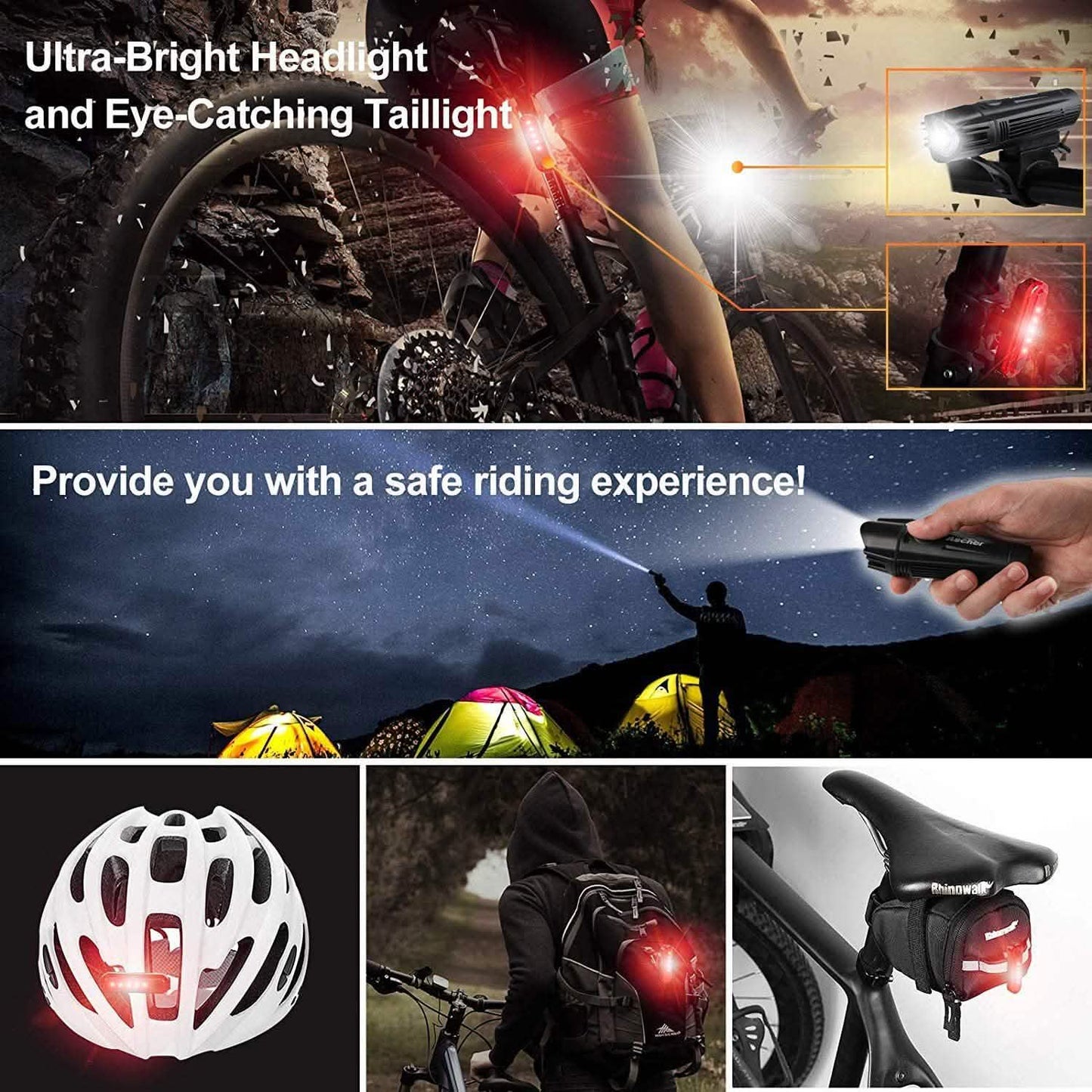 Ascher Ultra Bright USB Rechargeable Bike Light Set DailySale