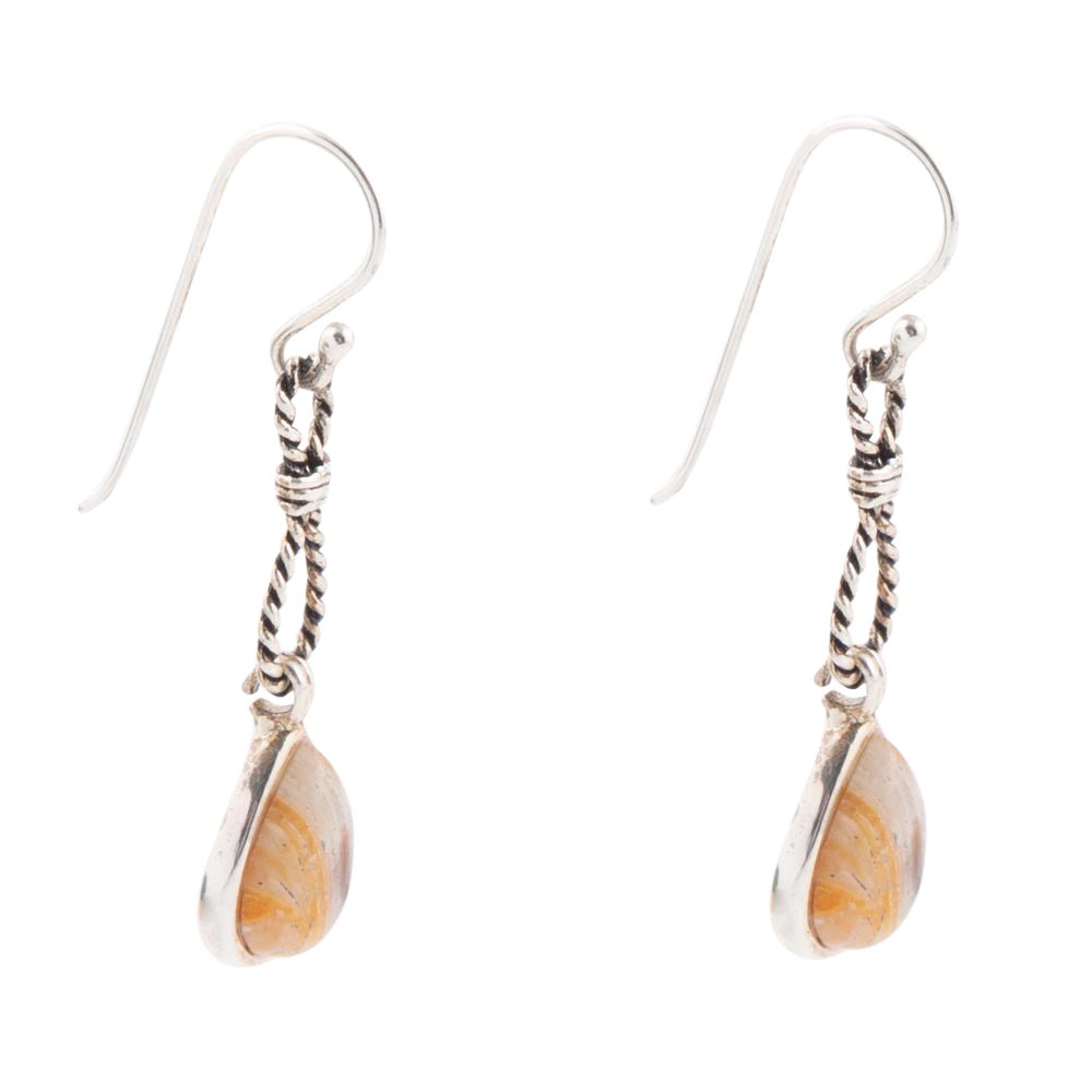 Astro Grey Wood Opal and Sterling Silver Drop Earrings Barse Jewelry