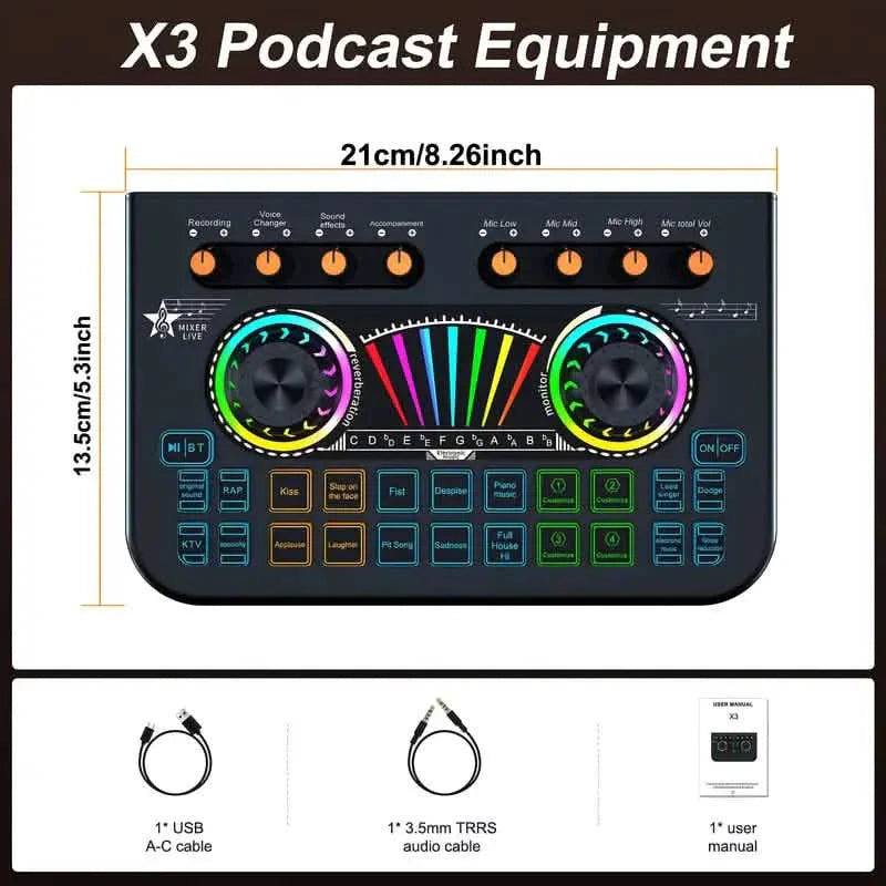 Audio Mixer, Live Sound Card And Audio Interface With DJ Mixer Effects And Voice Changer DailySale