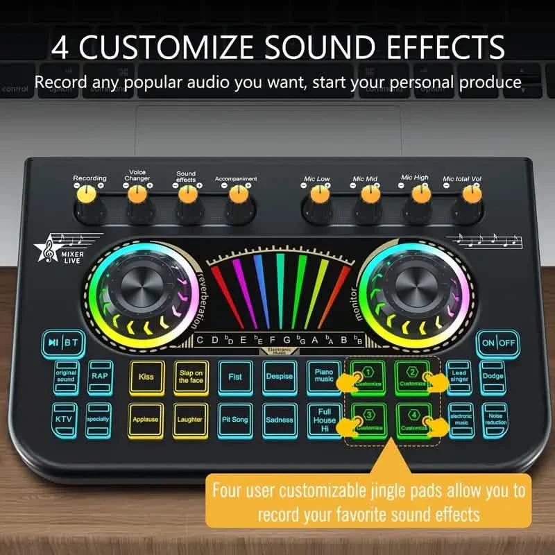 Audio Mixer, Live Sound Card And Audio Interface With DJ Mixer Effects And Voice Changer DailySale