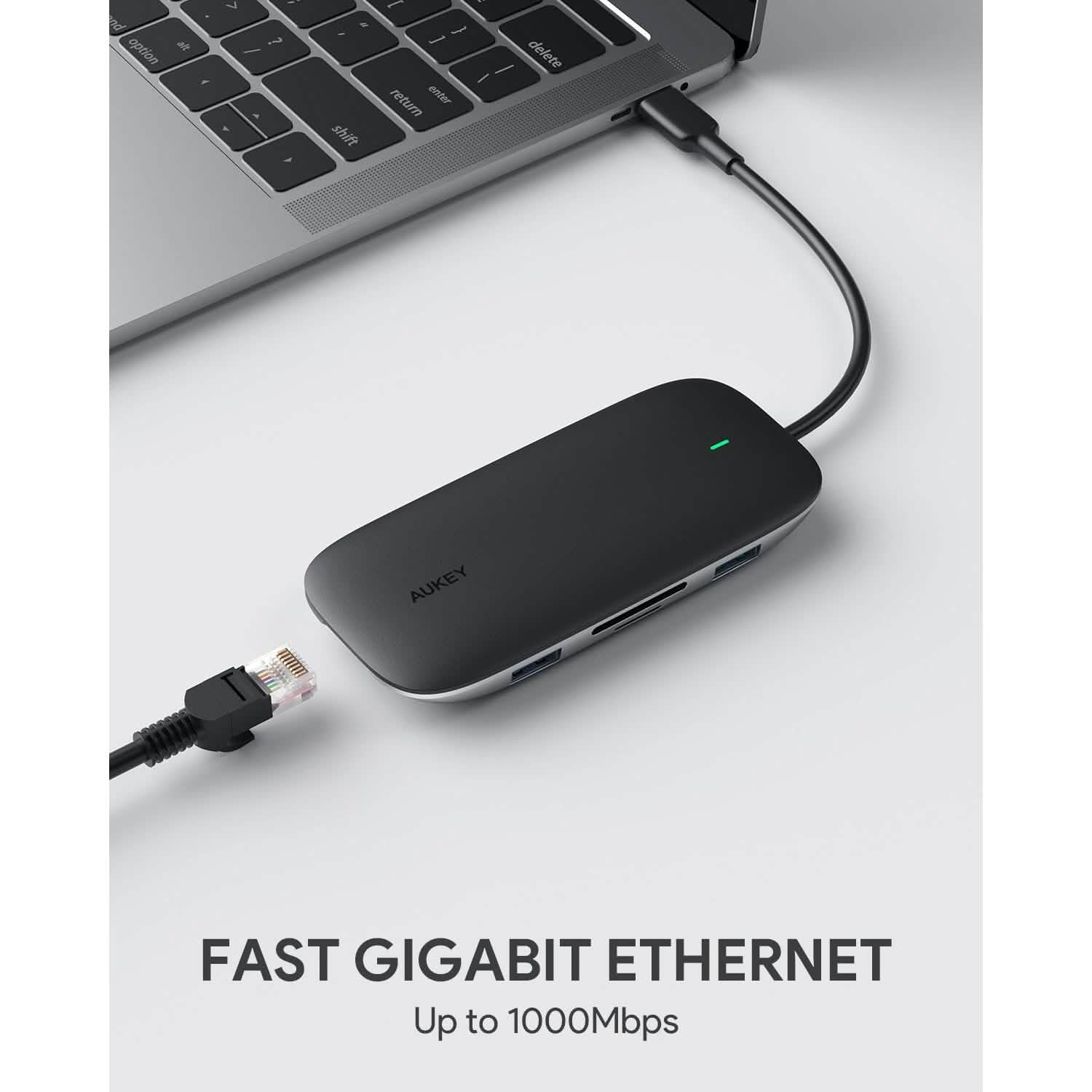 AUKEY CBC71 8 in 1 USB C Hub with Ethernet Port DailySale