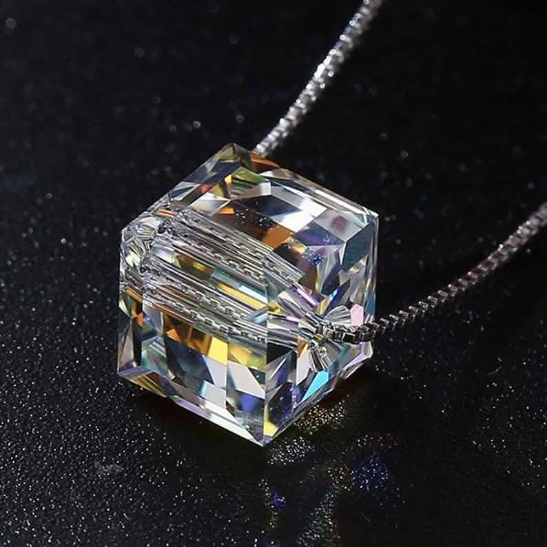 Aurora Borealis Crystal Cube Necklace Made with Swarovski Crystal DailySale