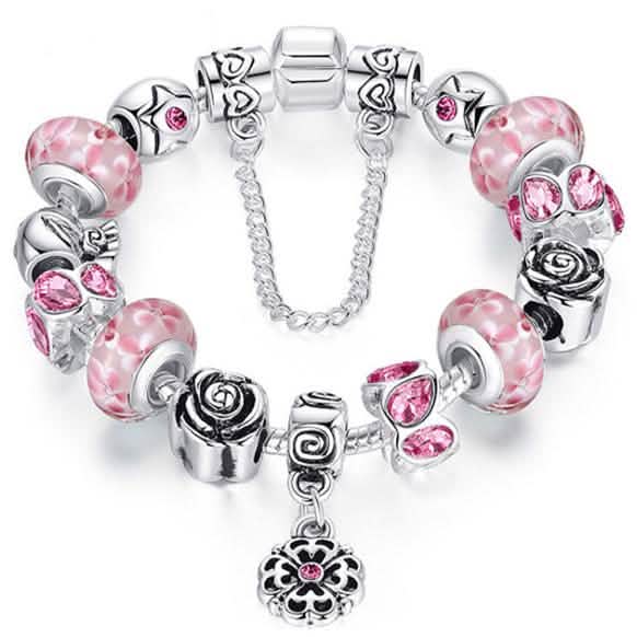Austrian Crystal And Murano Beads Bracelet With Flower Charm DailySale