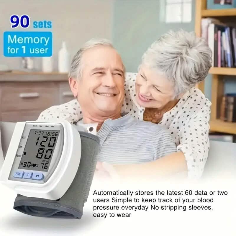 Automatic Digital Wrist Blood Pressure Monitor with Large LCD Display and Adjustable Cuff DailySale