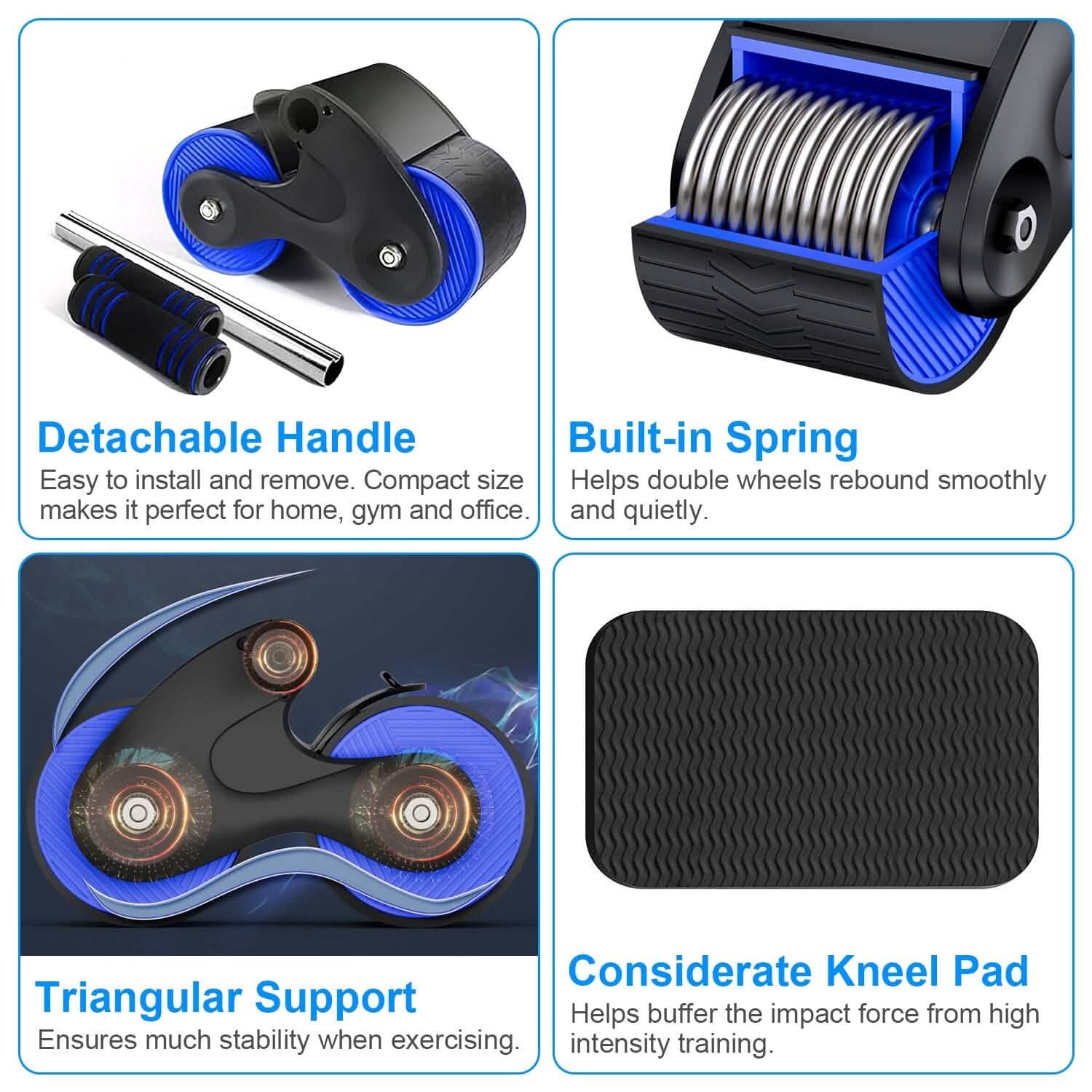 Automatic Rebound Anti-Slip AB Roller Wheel with Knee Pad Holder DailySale