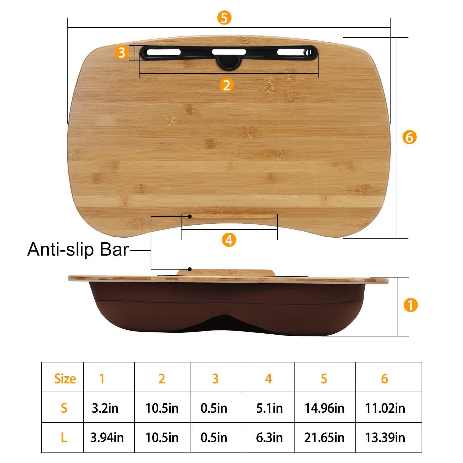 Bamboo Laptop Lap Desk with Pillow Cushion Stand Holder Table DailySale