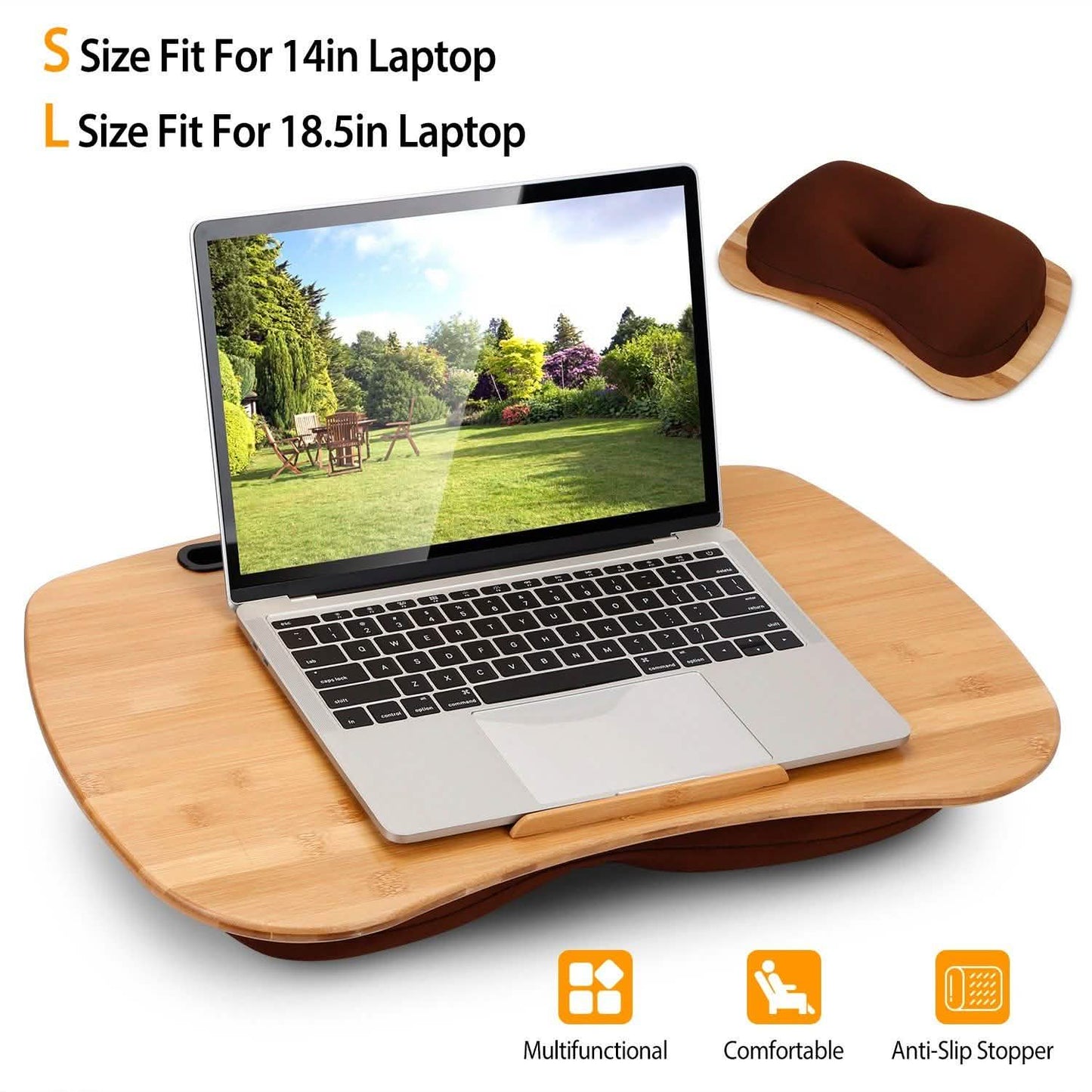 Bamboo Laptop Lap Desk with Pillow Cushion Stand Holder Table DailySale