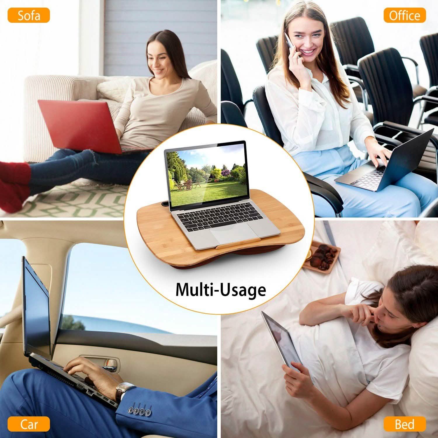 Bamboo Laptop Lap Desk with Pillow Cushion Stand Holder Table DailySale