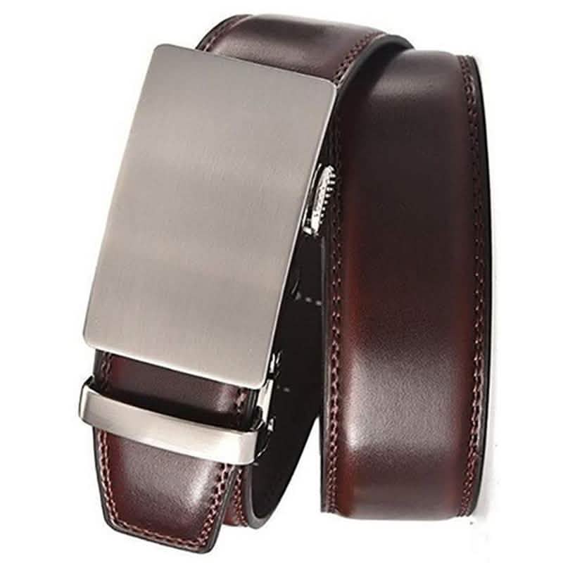 Barbados Men's Solid Buckle Leather Belt with Automatic Ratchet DailySale
