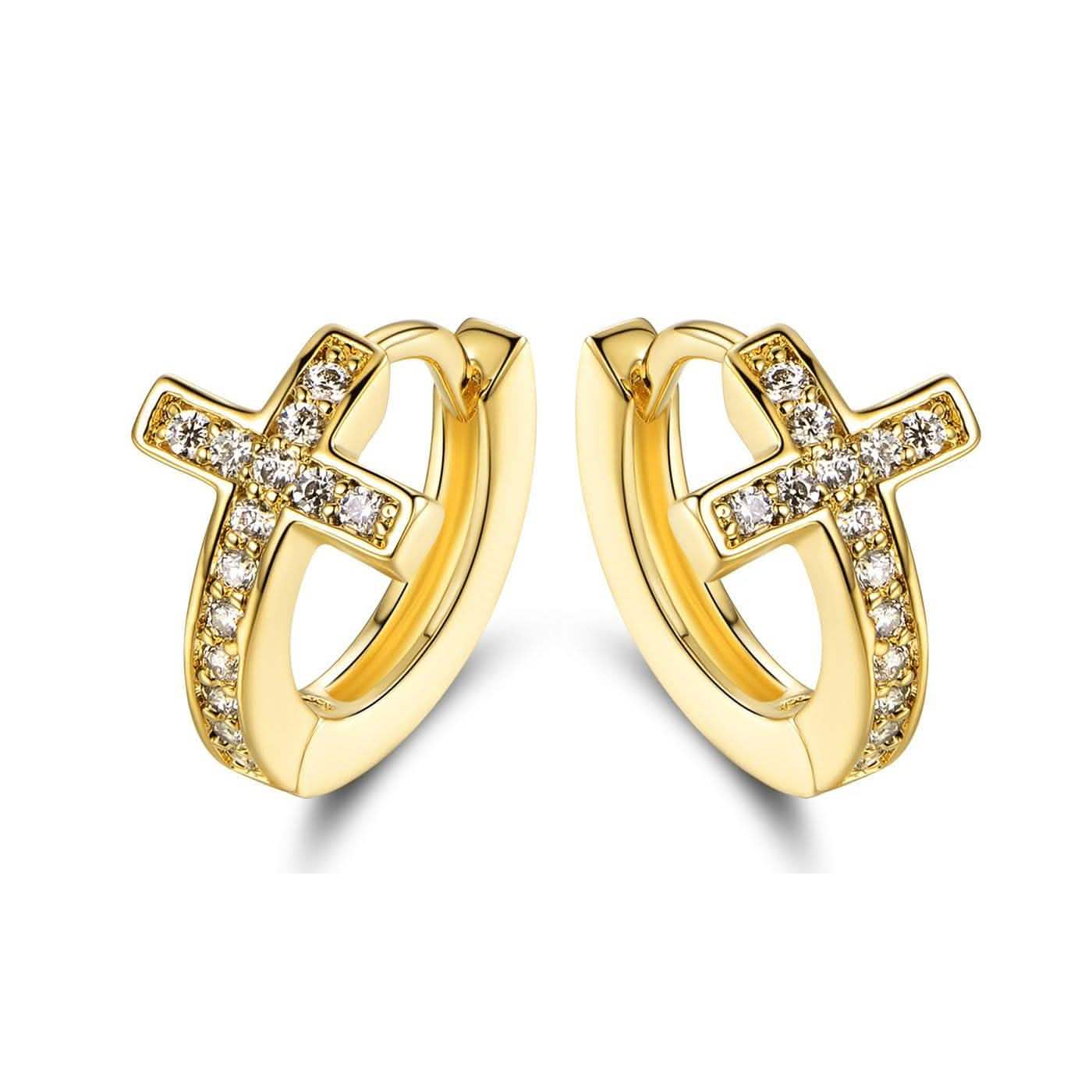 Barzel Crystal Cross Earrings Made with 18K Gold Plating and Swarovski Crystals DailySale