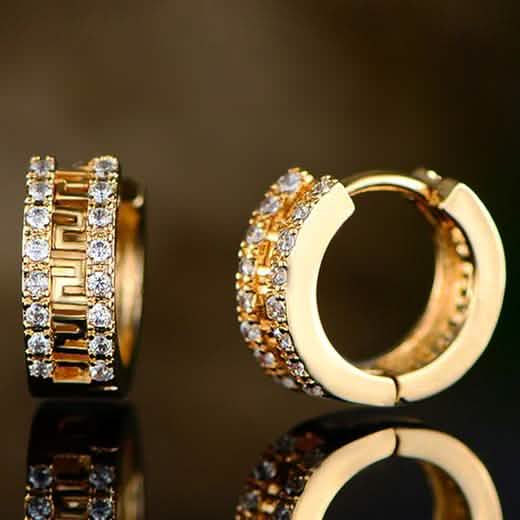 Barzel Double Encrusted Greek Key Hoop Earrings in Swarovski Crystal DailySale