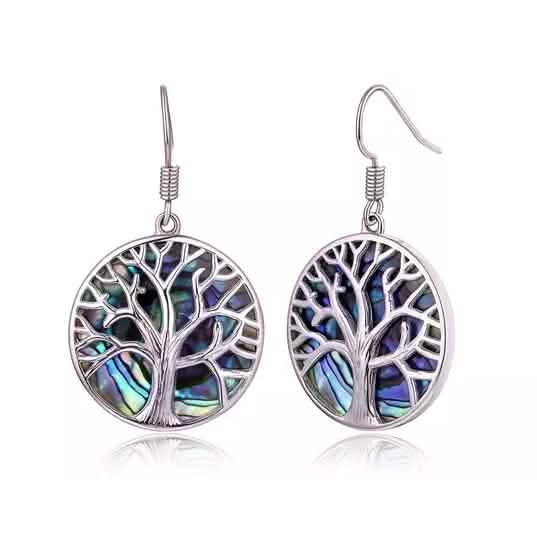 Barzel Tree of Life Drop Earrings with Abalone Pearl DailySale