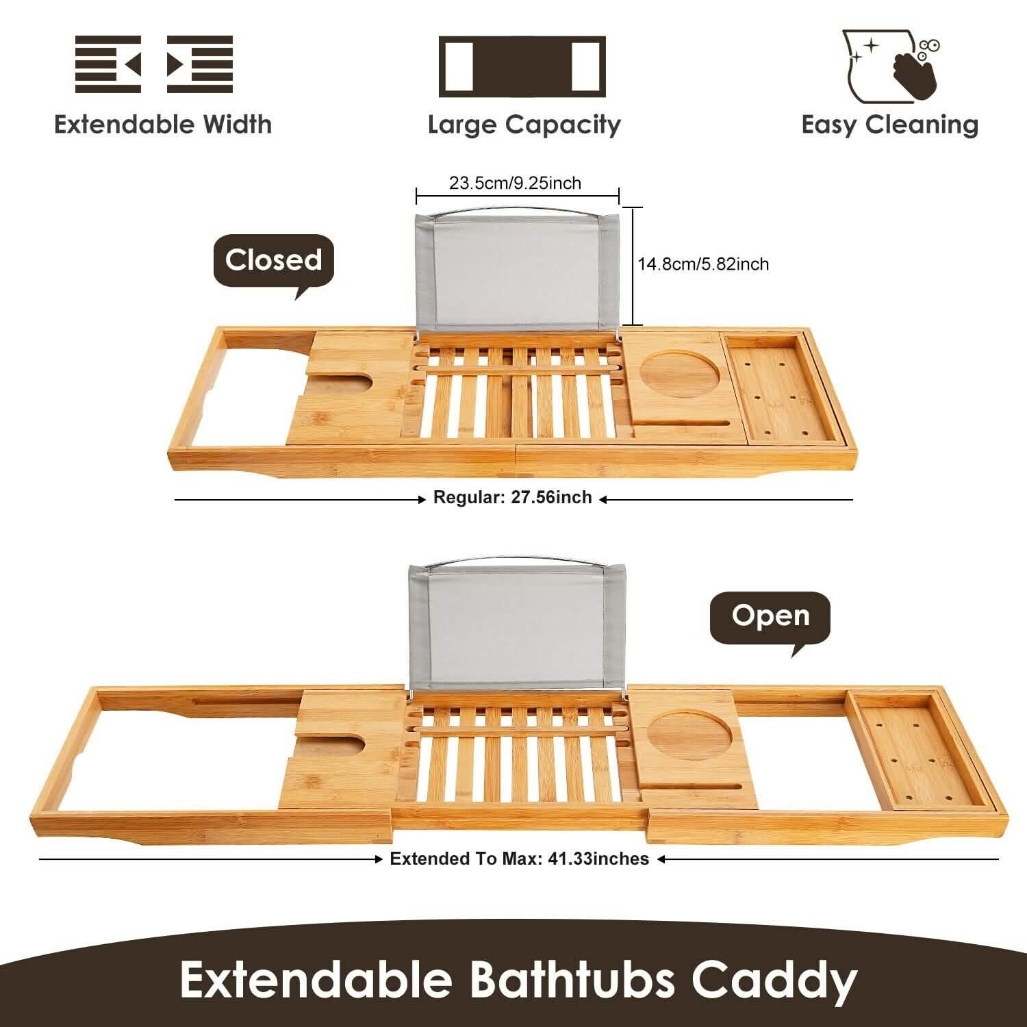 Bathtub Caddy Tray Crafted Bamboo DailySale