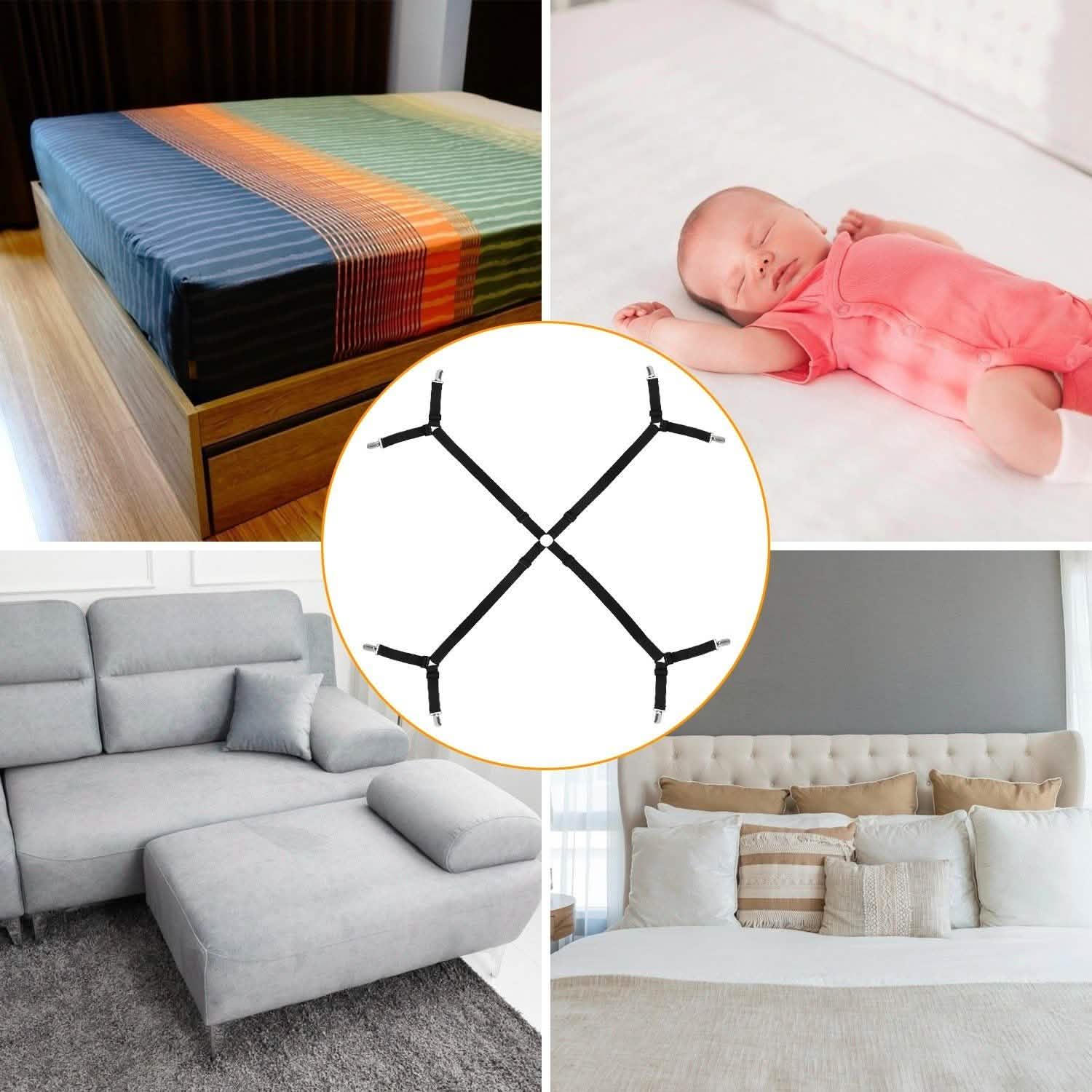 Bed Sheet Fasteners Adjustable Crisscross Elastic Sheet Suspenders DailySale