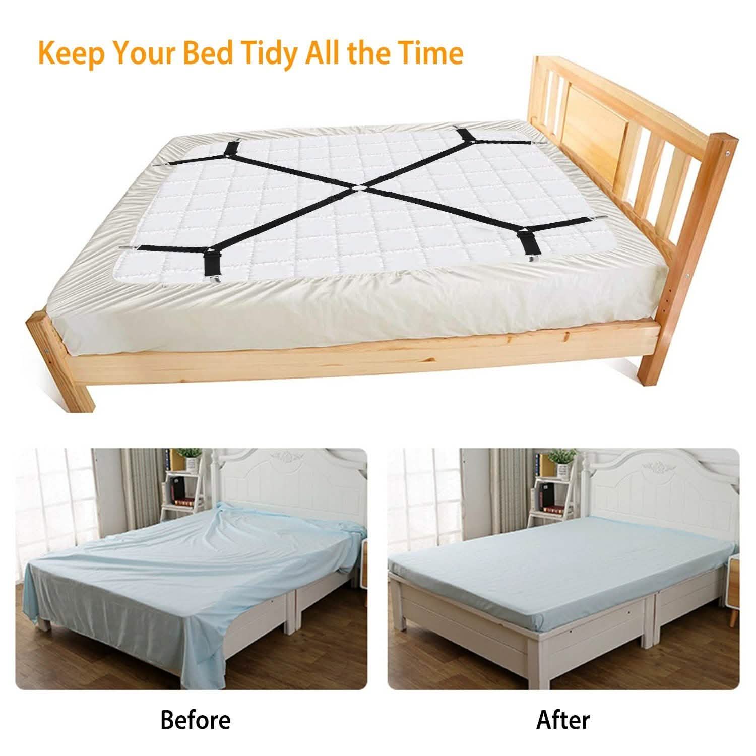 Bed Sheet Fasteners Adjustable Crisscross Elastic Sheet Suspenders DailySale