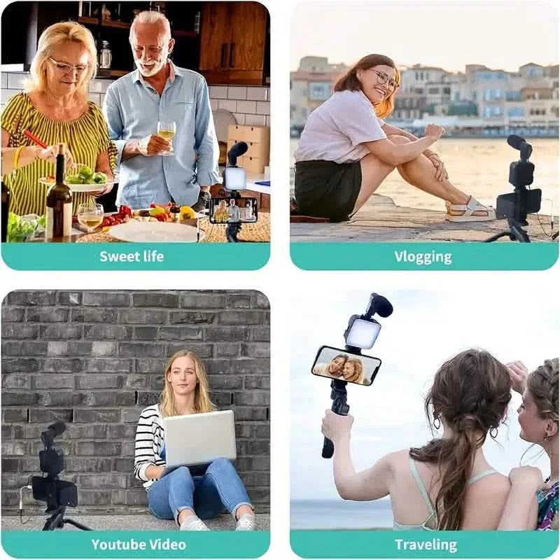 Beginner Video Blogging Kit with a 10-inch Tripod, Phone Holder, and Mini Shotgun Microphone DailySale