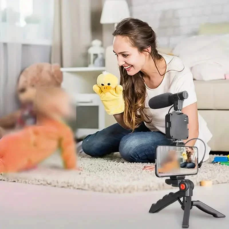 Beginner Video Blogging Kit with a 10-inch Tripod, Phone Holder, and Mini Shotgun Microphone DailySale