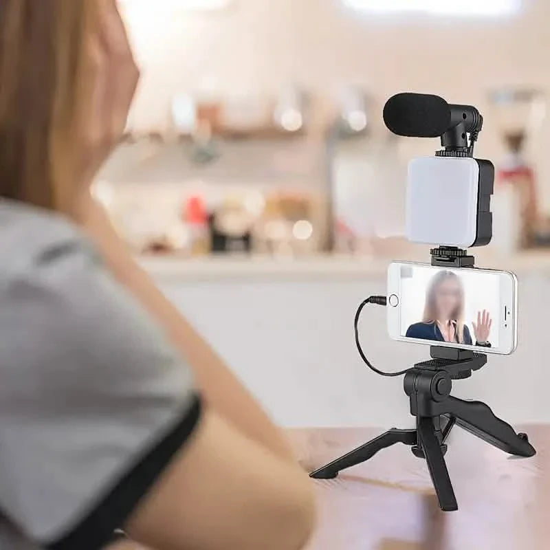Beginner Video Blogging Kit with a 10-inch Tripod, Phone Holder, and Mini Shotgun Microphone DailySale