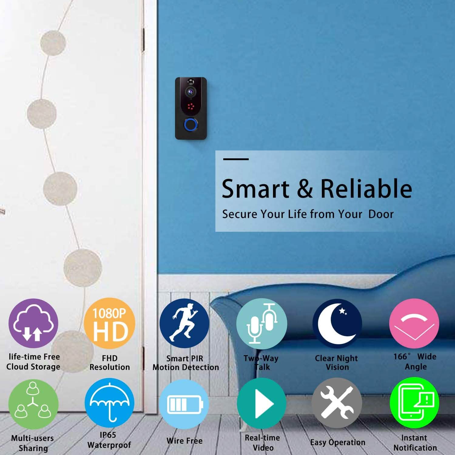Bextgoo Wireless Doorbell Camera 1080P with Chime DailySale