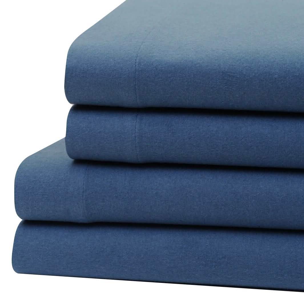 Bibb Home 100% Cotton Solid Flannel Deep Pocket Sheet Set DailySale