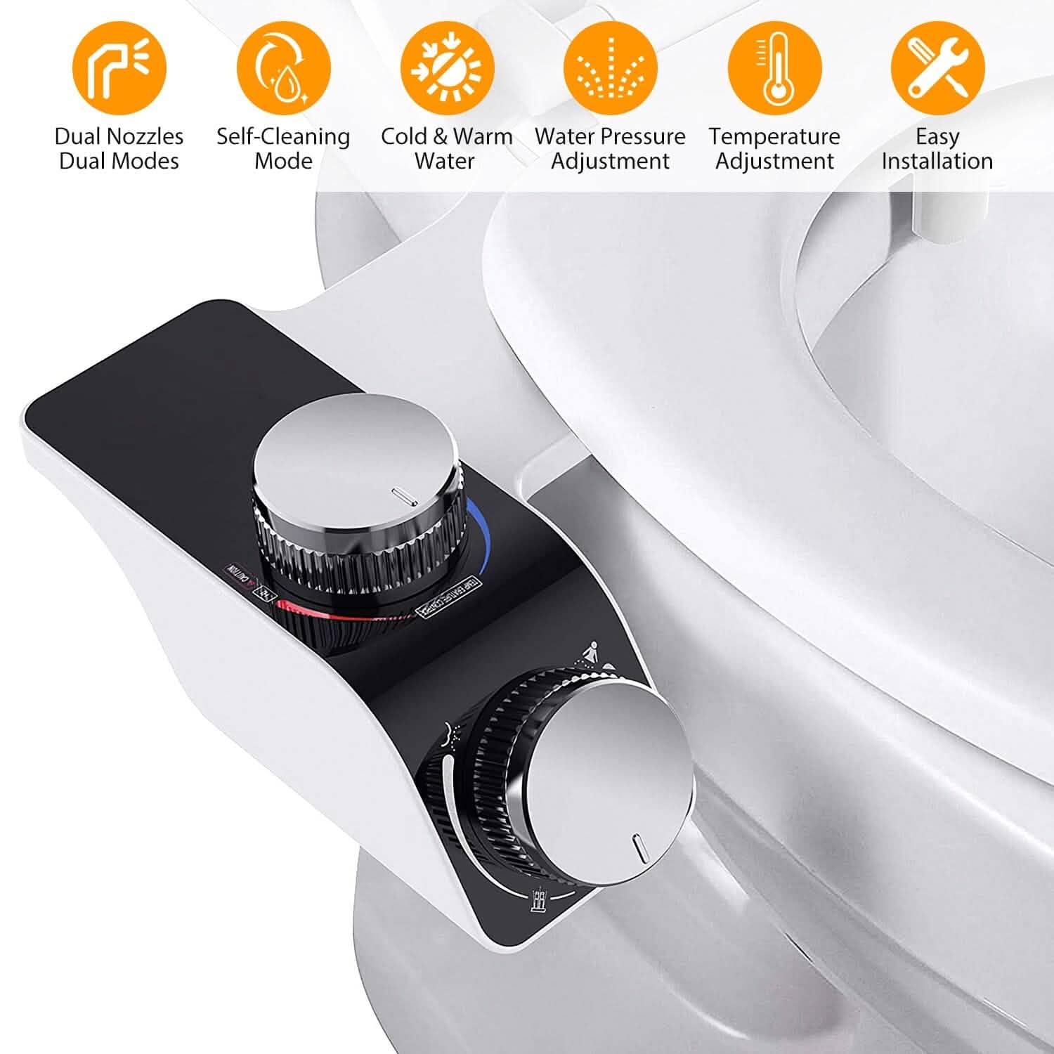 Bidet Attachment Non-Electric Fresh Water Sprayer with Self Cleaning Dual Nozzle DailySale