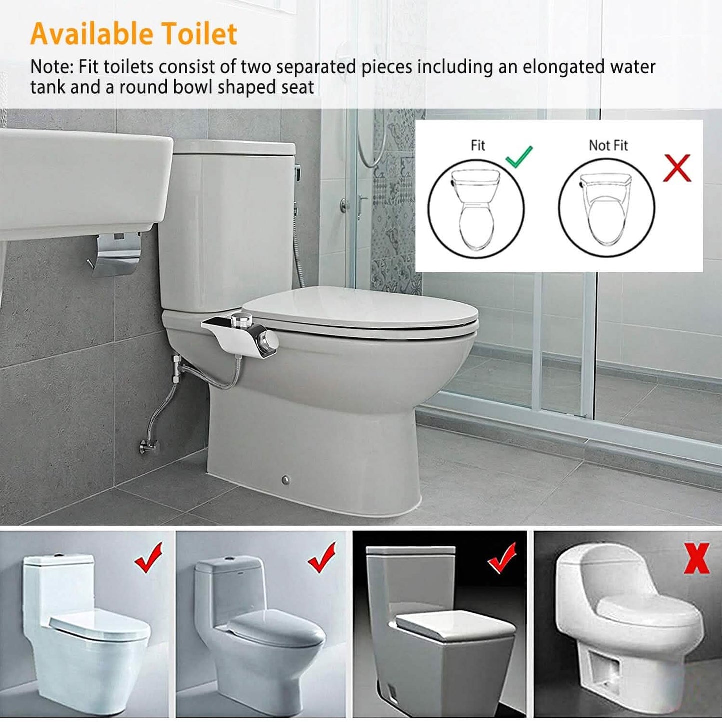Bidet Attachment Non-Electric Fresh Water Sprayer with Self Cleaning Dual Nozzle DailySale