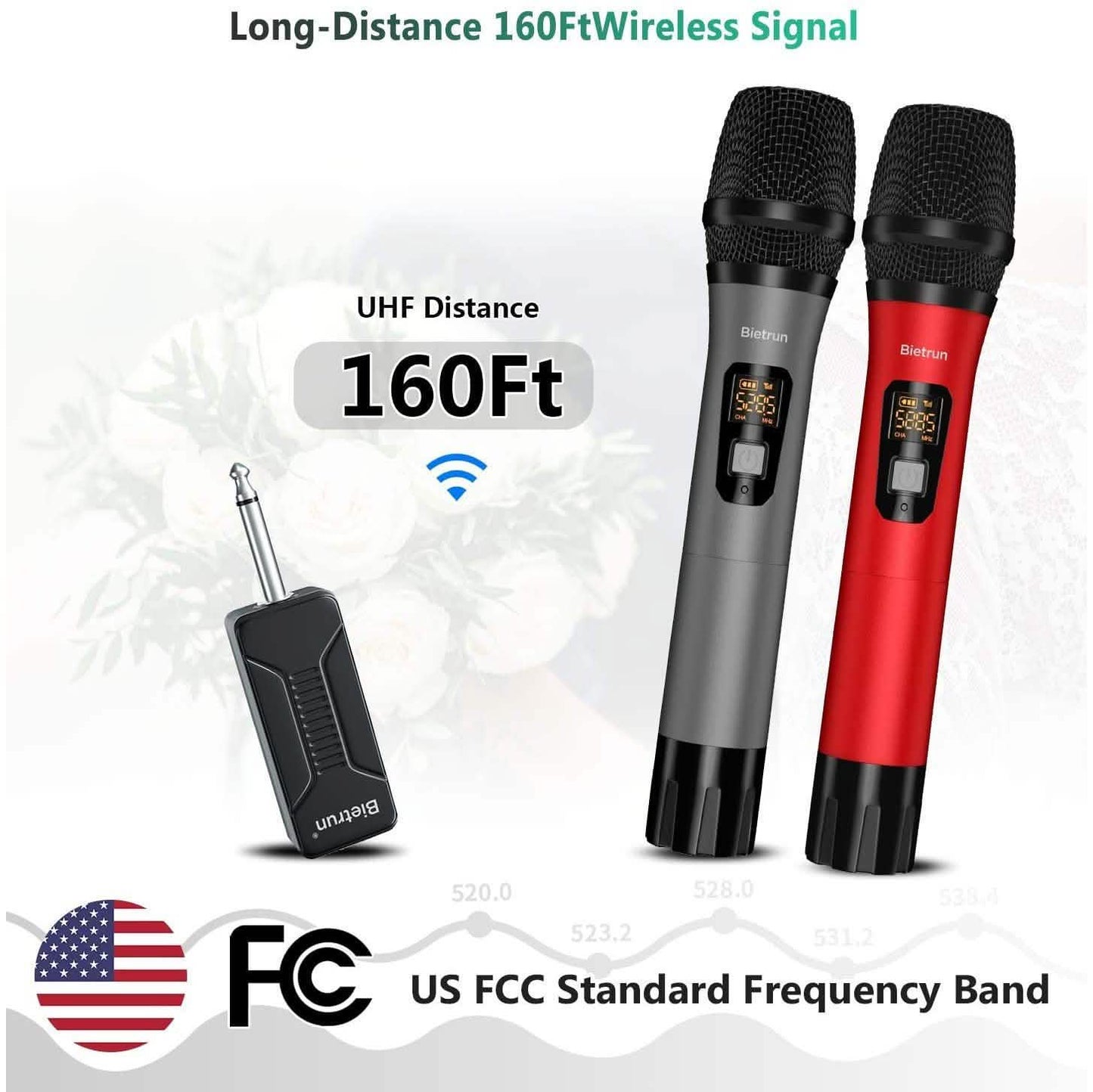 Bietrun Wireless UHF Metal Dual Handheld Dynamic Mic Karaoke System DailySale