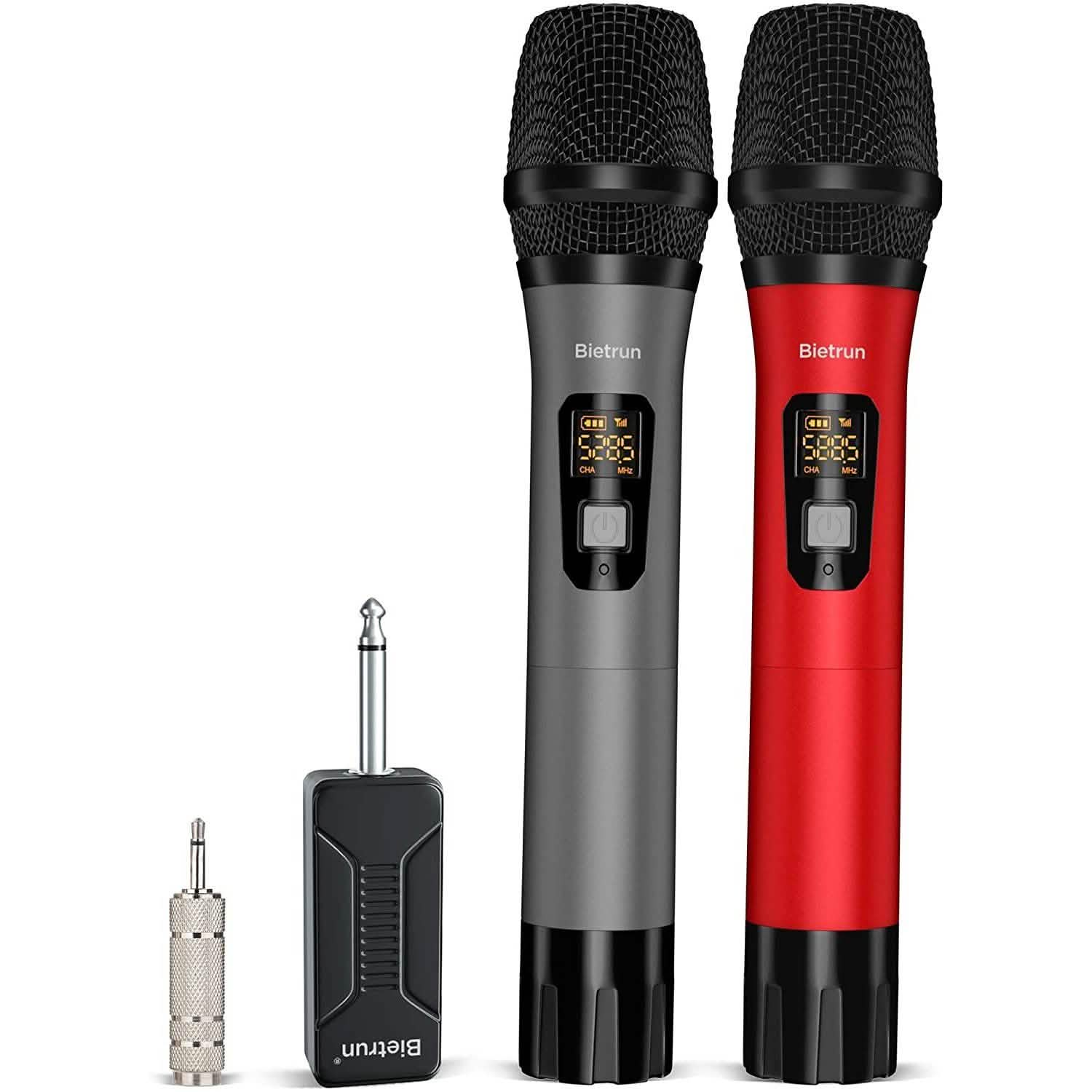 Bietrun Wireless UHF Metal Dual Handheld Dynamic Mic Karaoke System DailySale