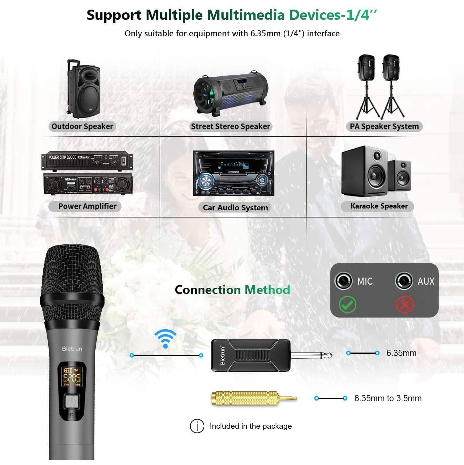 Bietrun Wireless UHF Metal Dual Handheld Dynamic Mic Karaoke System DailySale