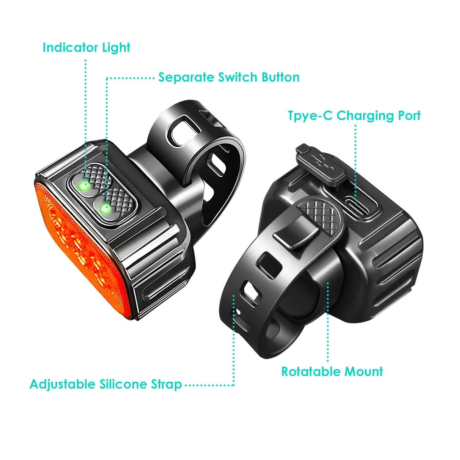 Bike Headlight TailLight IP65 Waterproof Anti-Drop Rechargeable Bicycle Light Set DailySale