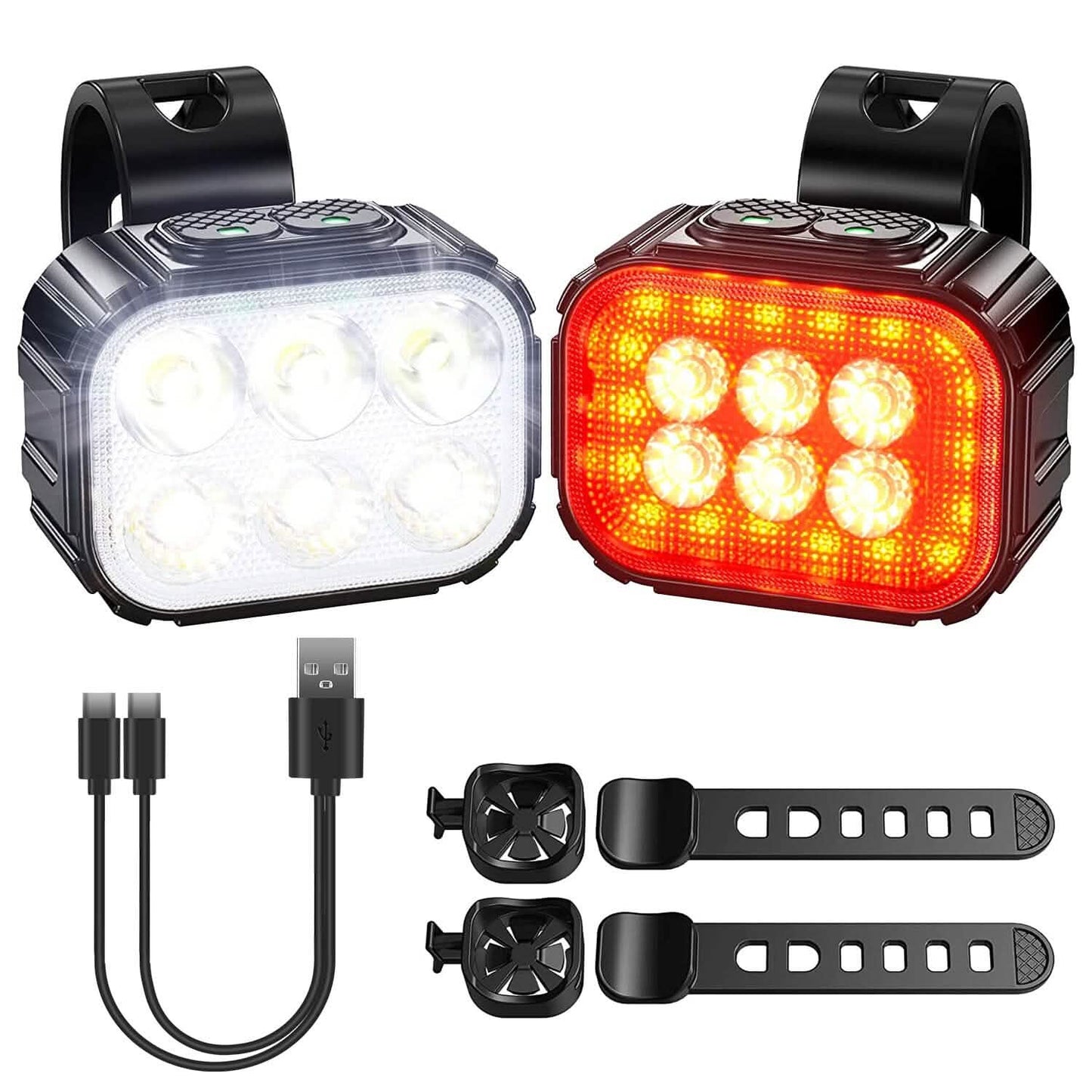 Bike Headlight TailLight IP65 Waterproof Anti-Drop Rechargeable Bicycle Light Set DailySale
