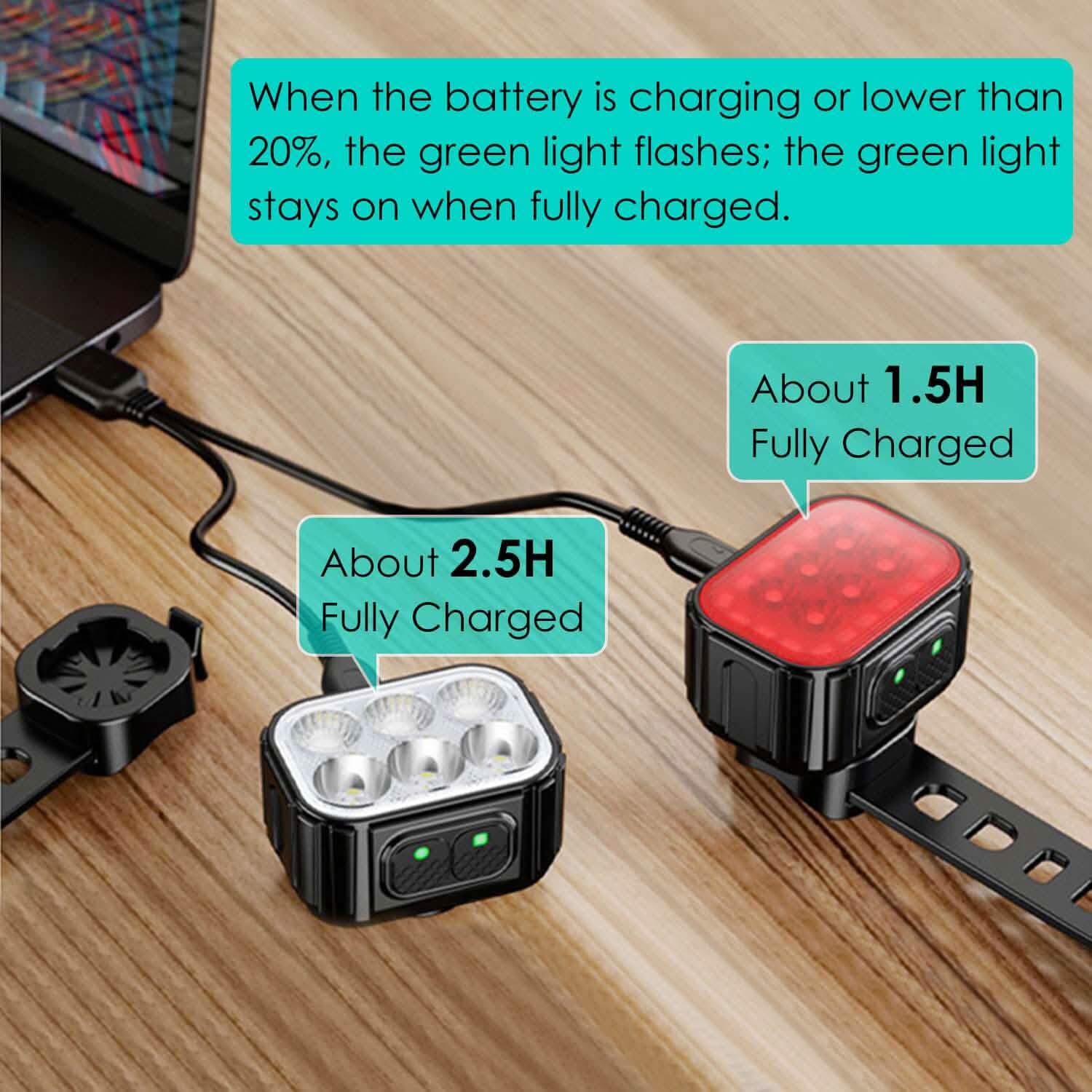 Bike Headlight TailLight IP65 Waterproof Anti-Drop Rechargeable Bicycle Light Set DailySale