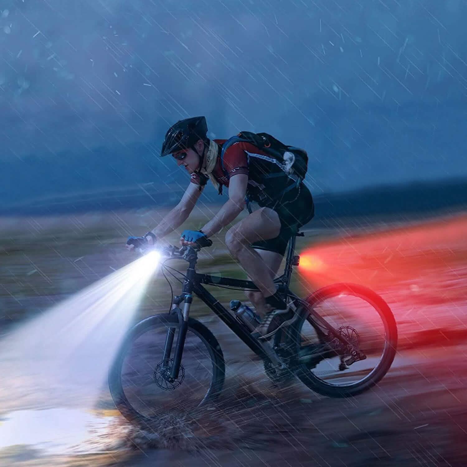 Bike Headlight TailLight IP65 Waterproof Anti-Drop Rechargeable Bicycle Light Set DailySale