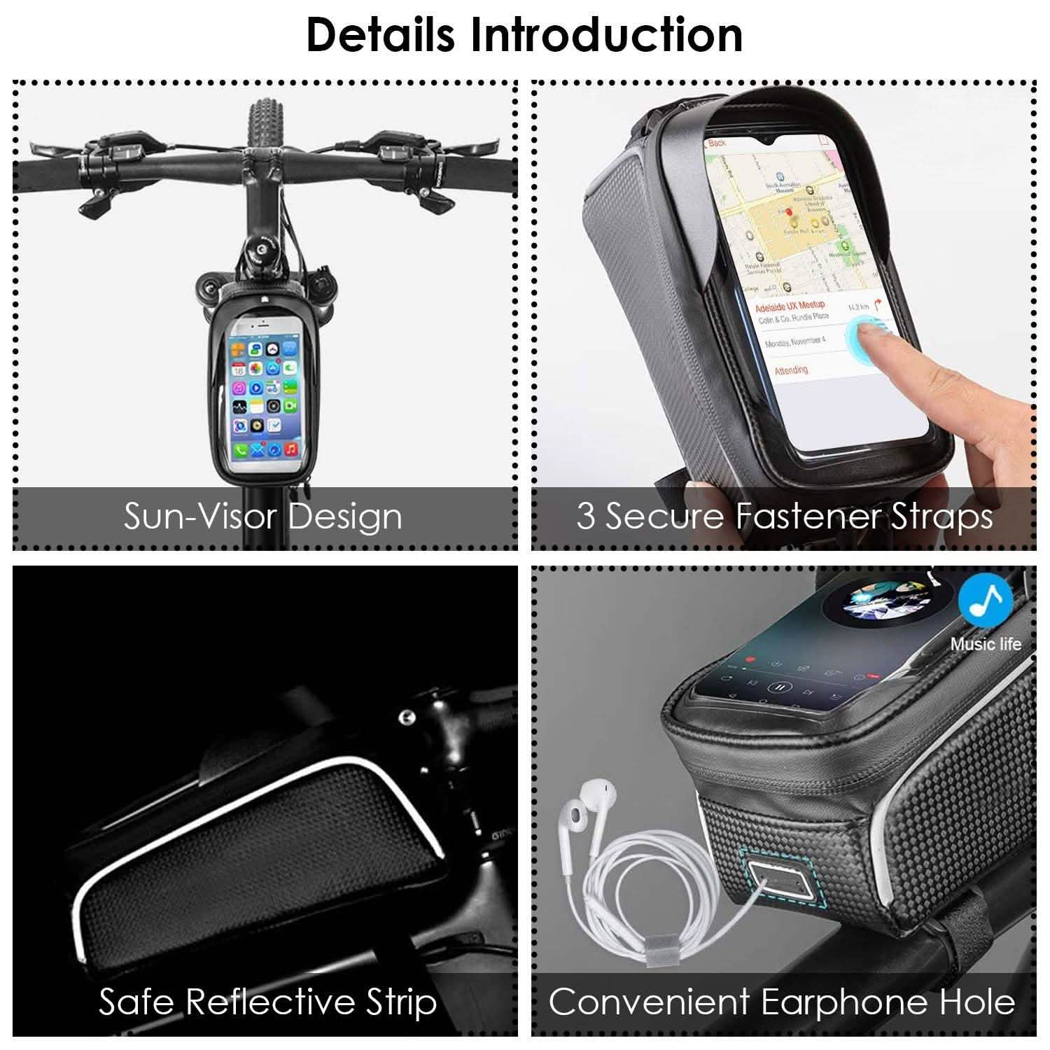 Bike Phone Front Frame Bag with Touch Screen Sun-Visor DailySale