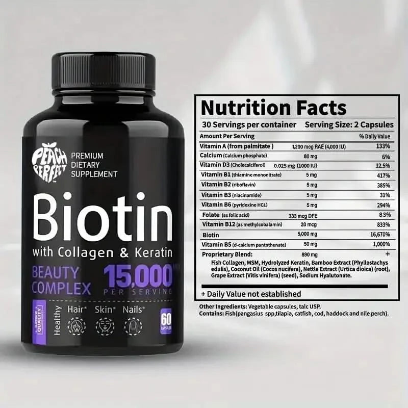 Biotin Capsules Multivitamin Collagen Keratin Supplement Hair Skin And Nail Vitamin DailySale