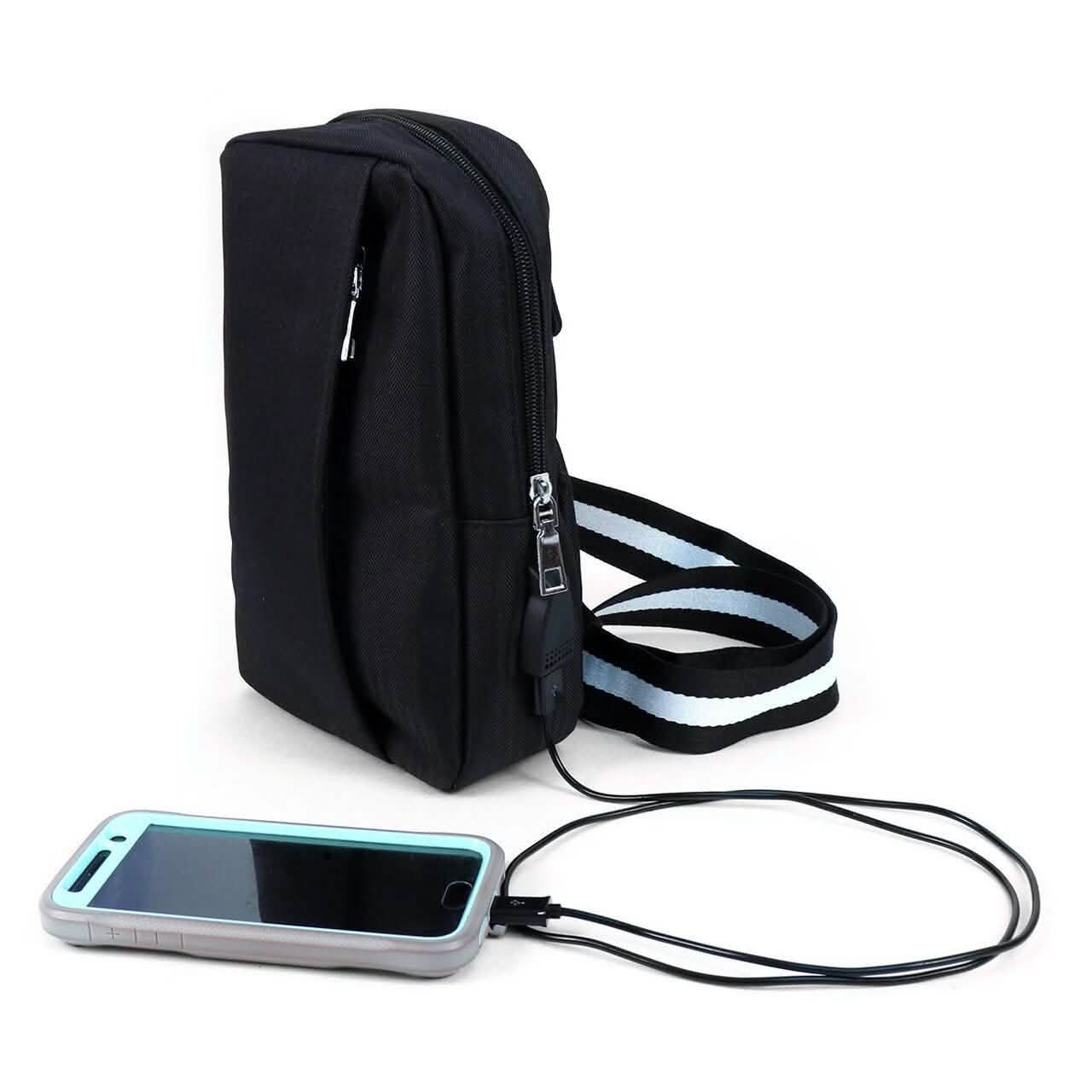 Black Crossbody Shoulder Sling Bag with USB Charging Port DailySale