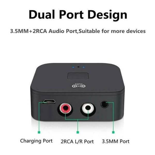Black Wireless Bluetooth Receiver 5.0 aptX LL RCA NFC 3.5mm Jack Aux Audio Adapter DailySale