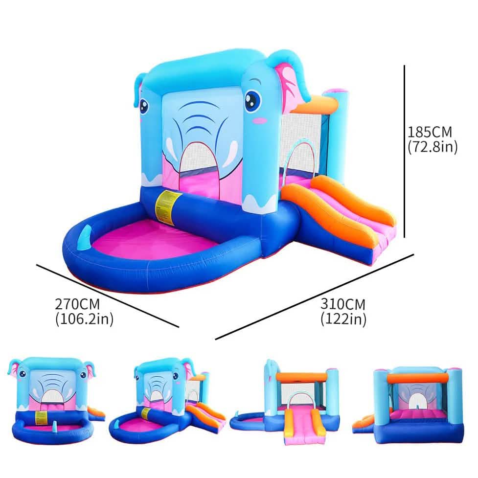 Blue Elephant Bouncy Castle House with 350W Blower DailySale