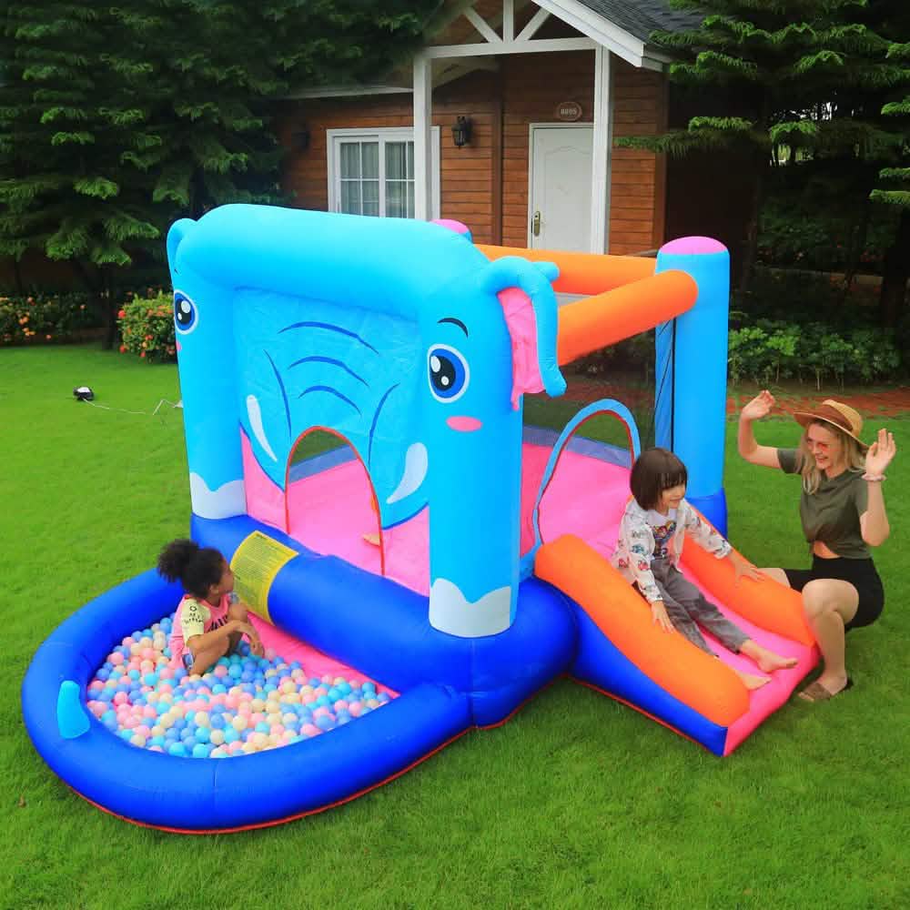 Blue Elephant Bouncy Castle House with 350W Blower DailySale