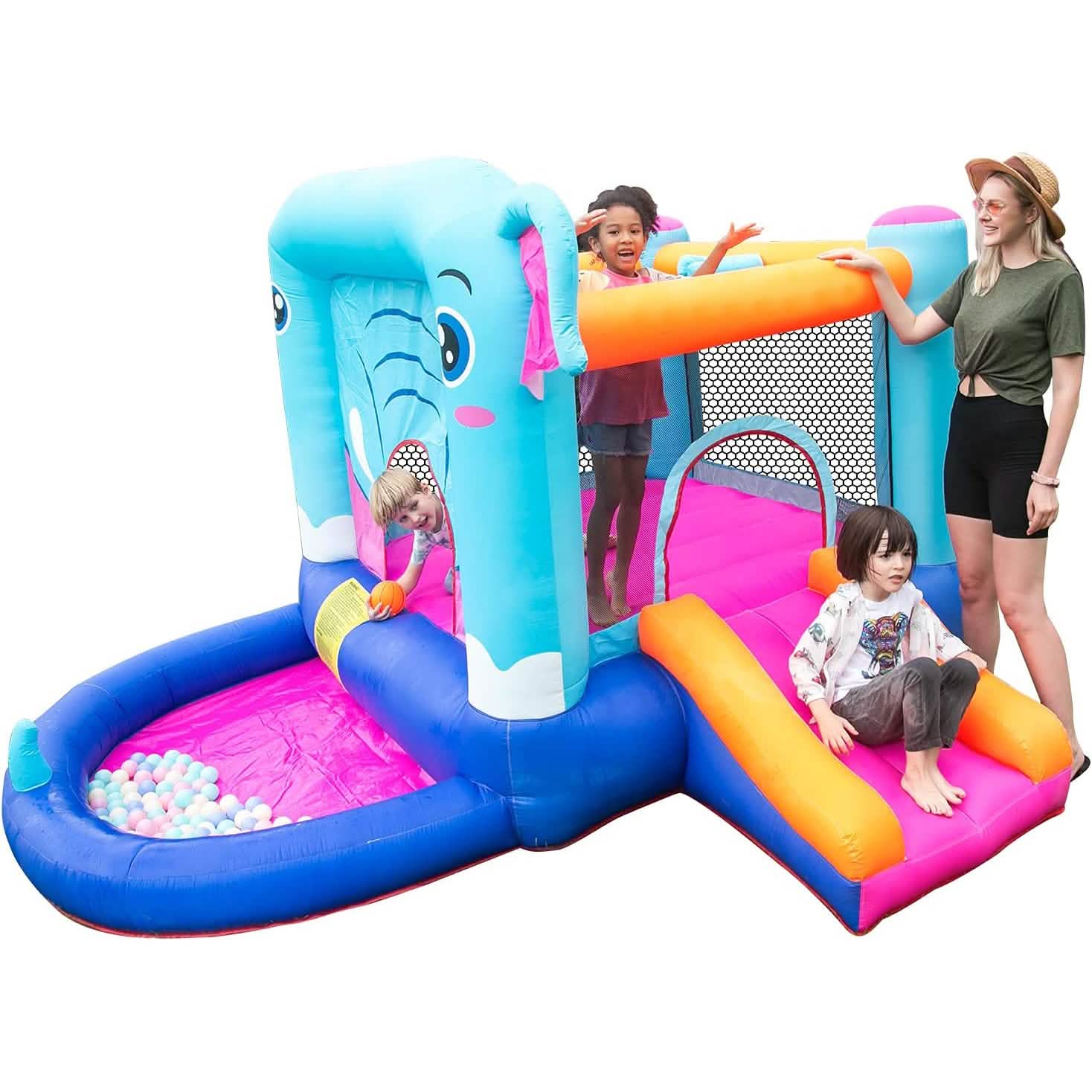 Blue Elephant Bouncy Castle House with 350W Blower DailySale