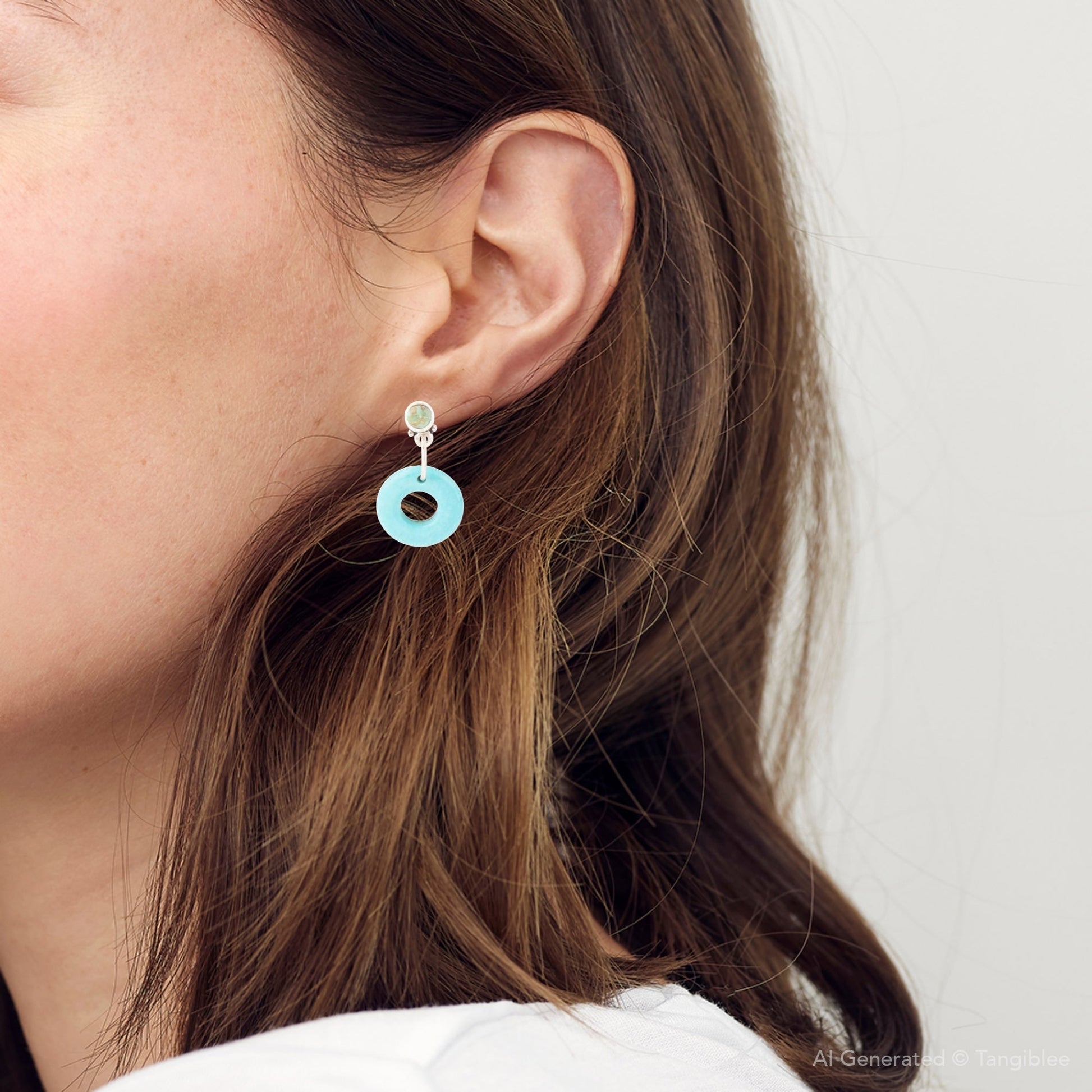 Blue Magnesite Donut Sterling Silver Drop Earrings Barse Jewelry