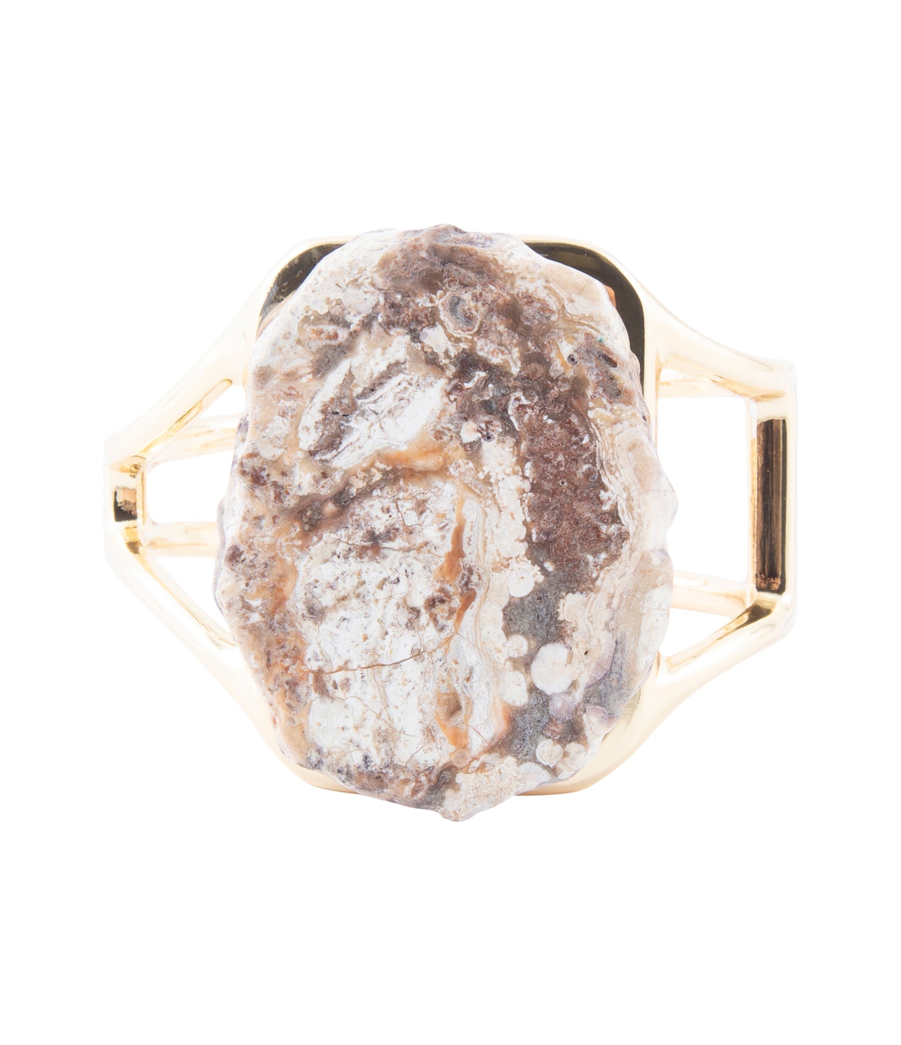 Brown Ocean Jasper Slab Golden Cuff Bracelet Barse Jewelry