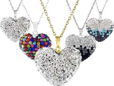 Bubble Heart Pendant in Solid Sterling Silver Made with Swarovski Elements DailySale