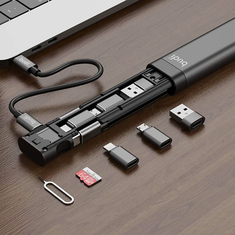 BUDI Multi-function Smart Adapter Card Storage Data Cable USB Box DailySale