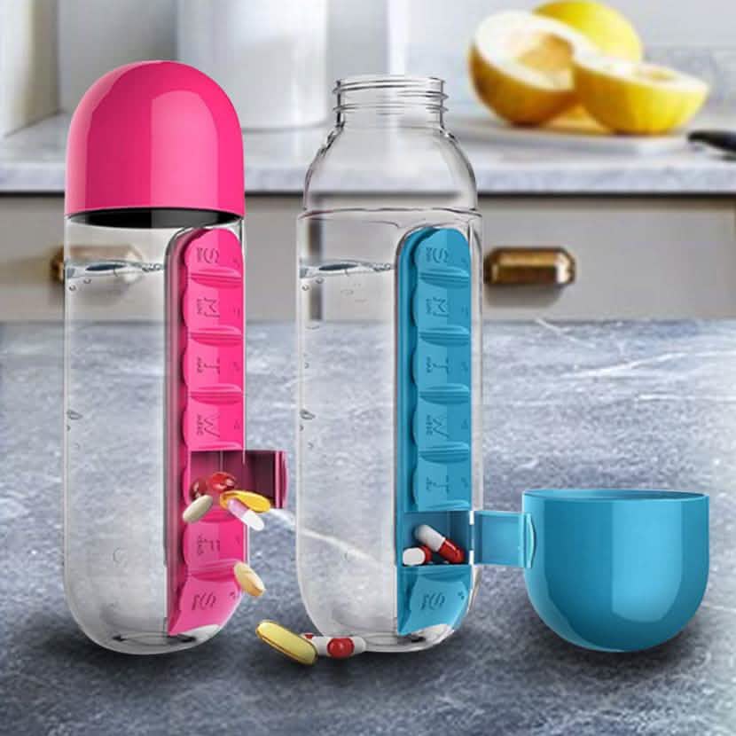 Built-in Pill Organizer 600ml Water Bottle DailySale
