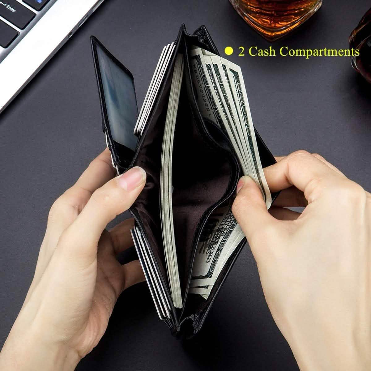 Bullcaptain Large Capacity Genuine Leather Bifold Wallet/Credit Card Holder DailySale