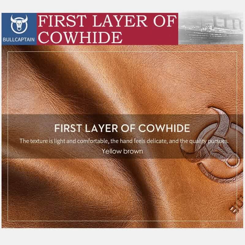 BULLCAPTAIN Men Genuine Leather Vintager RFID Blocking Anti-theft Wallet DailySale