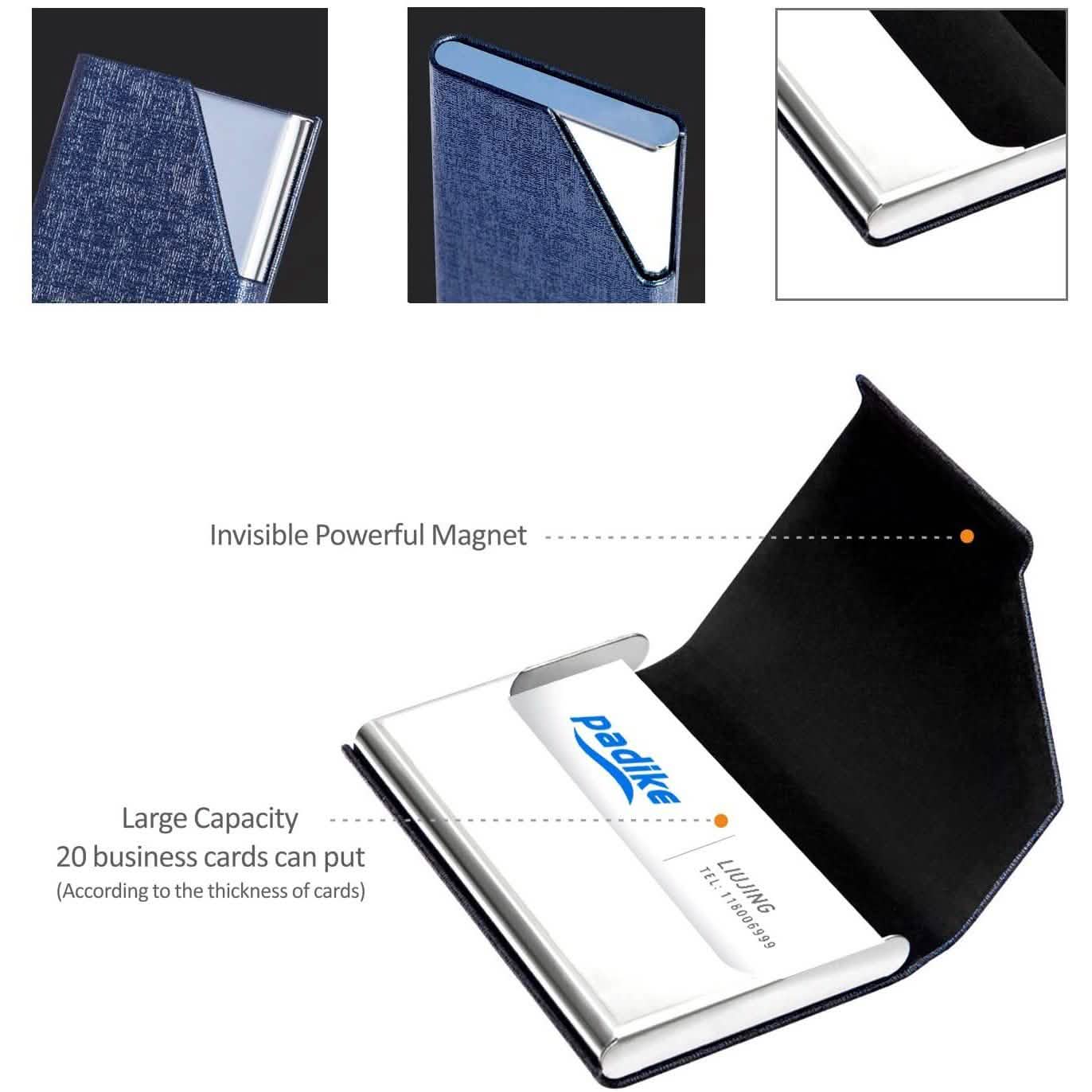 Business Name Card Holder Luxury PU Leather and Stainless Steel Multi Card Case DailySale