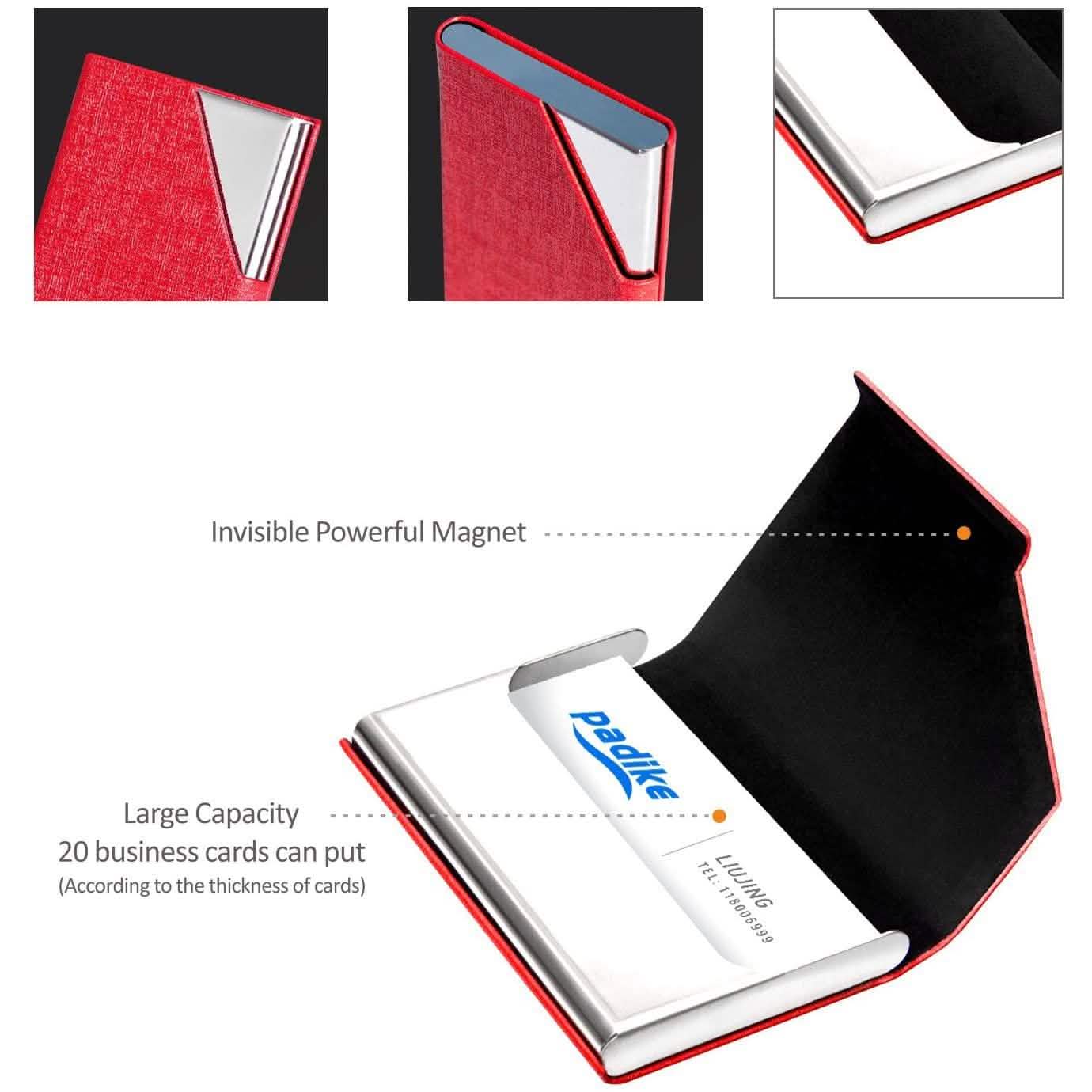 Business Name Card Holder Luxury PU Leather and Stainless Steel Multi Card Case DailySale