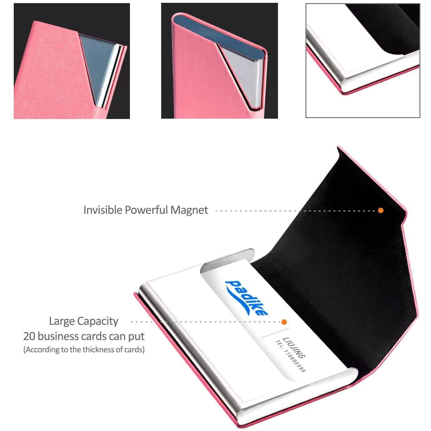 Business Name Card Holder Luxury PU Leather and Stainless Steel Multi Card Case DailySale